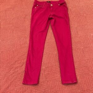 g21 women’s size 9 waist 30.5” inseam 30.75” rise 7.75” bright Pink Denim Jeans